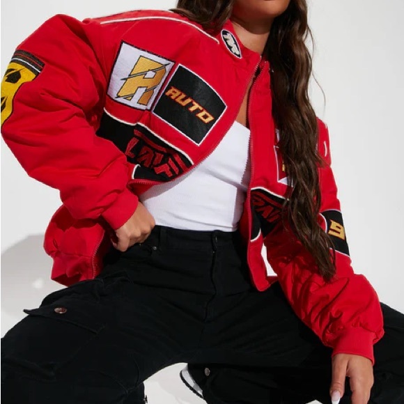 Red Racing Jacket with Patches - Picture 7 of 8